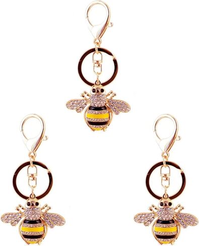 3 Pcs Rhinestone Little Bee Keychain Keyring Yellow Bee Crystal Keychain with Lobster Clasp Charm Pendant Honeybee Keychain for Bag Purse Wallet in Saudi Arabia
