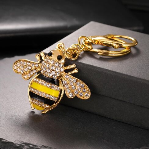 3 Pcs Rhinestone Little Bee Keychain Keyring Yellow Bee Crystal Keychain with Lobster Clasp Charm Pendant Honeybee Keychain for Bag Purse Wallet in Saudi Arabia