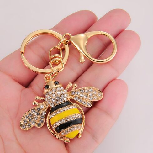 3 Pcs Rhinestone Little Bee Keychain Keyring Yellow Bee Crystal Keychain with Lobster Clasp Charm Pendant Honeybee Keychain for Bag Purse Wallet in Saudi Arabia