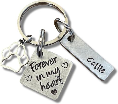 Personalized dog memorial keychain, dog loss sympathy gift, forever in my heart, pet cat in Kuwait