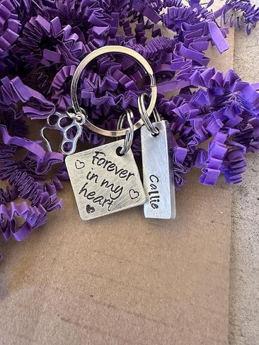Personalized dog memorial keychain, dog loss sympathy gift, forever in my heart, pet cat in Kuwait