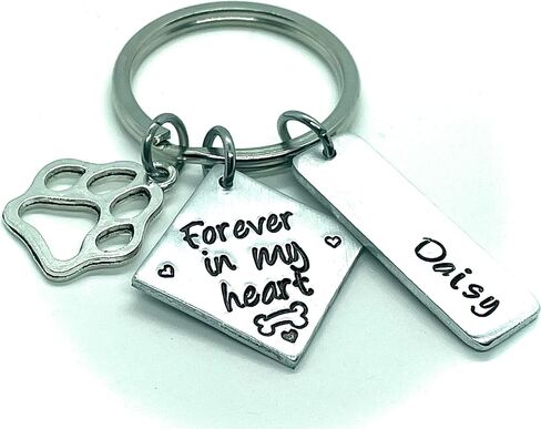Personalized dog memorial keychain, dog loss sympathy gift, forever in my heart, pet cat in Kuwait