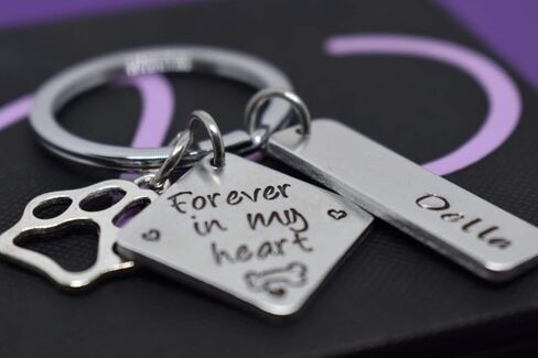Personalized dog memorial keychain, dog loss sympathy gift, forever in my heart, pet cat in Kuwait
