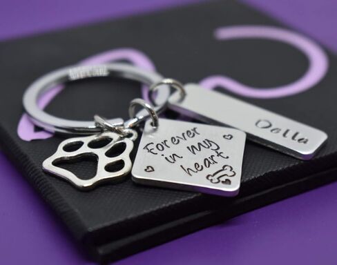 Personalized dog memorial keychain, dog loss sympathy gift, forever in my heart, pet cat in Kuwait