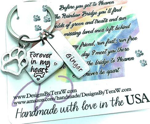Personalized dog memorial keychain, dog loss sympathy gift, forever in my heart, pet cat in Kuwait