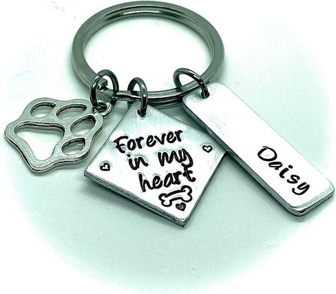Personalized dog memorial keychain, dog loss sympathy gift, forever in my heart, pet cat in Kuwait