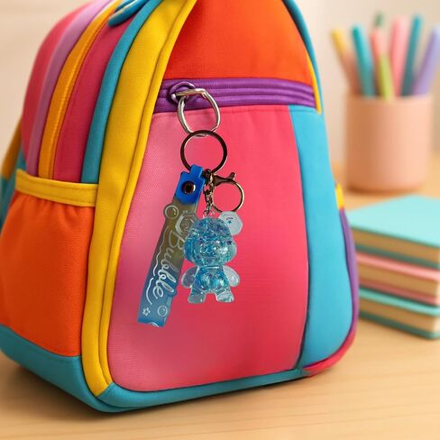 Teddy Bear Bubble Liquid Keychain – Cute Wristlet Key Holder for Women – Funny Bag Charm for Kids & Car Keys in Saudi Arabia