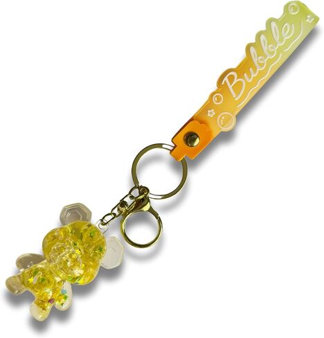 Teddy Bear Bubble Liquid Keychain – Cute Wristlet Key Holder for Women – Funny Bag Charm for Kids & Car Keys in Saudi Arabia