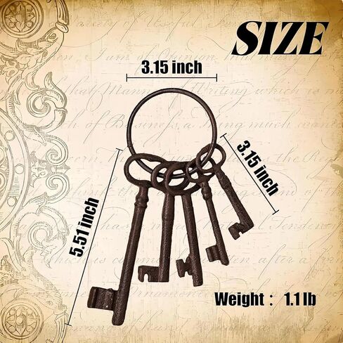 Vintage Skeleton Cast Iron Key Ring, Retro Pirate Prisoner Carribean Cosplay Accessories Home Decor for Halloween in Saudi Arabia