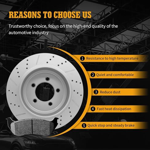 Ceramic Brake Pads and Rotors Kit Rear Drilled Slotted Vented Rotors & Brakes 2002 2003 2004 2005 for Mercury Mountaineer in Kuwait