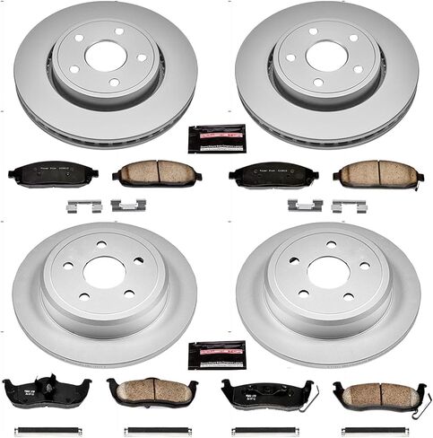 Power Stop CRK2220 Coated Brake Rotor & Ceramic Brake Pads- front & rear For Jeep Commander 2006-2010, Jeep Grand Cherokee 2005-2010 [Model Specific] in Saudi Arabia