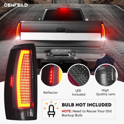 LED Tail Lights Assembly + 3rd Third Brake Cargo Lamp Compatible with Chevy Avalanche 2007-2012, Rear Taillights & High Mount Stop Light Set, Smoked Lens, 3 Pcs in Saudi Arabia