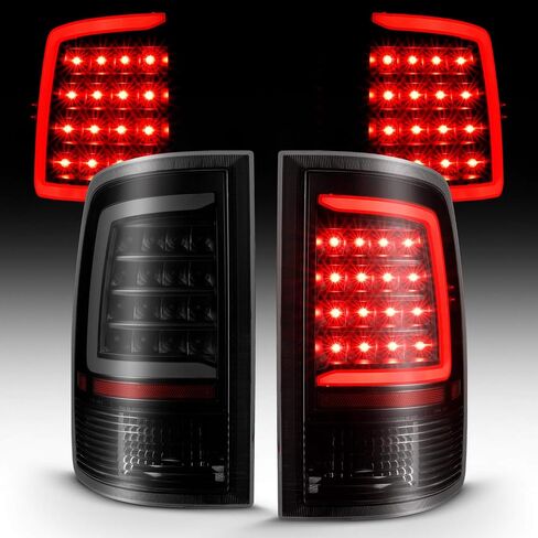 AmeriLite for 2009-2022 Dodge Ram 1500/10-22 Ram 2500 3500 Pickup C-Type LED Tube Dark Black Tail Light Assembly Pair - Passenger and Driver Side in Saudi Arabia
