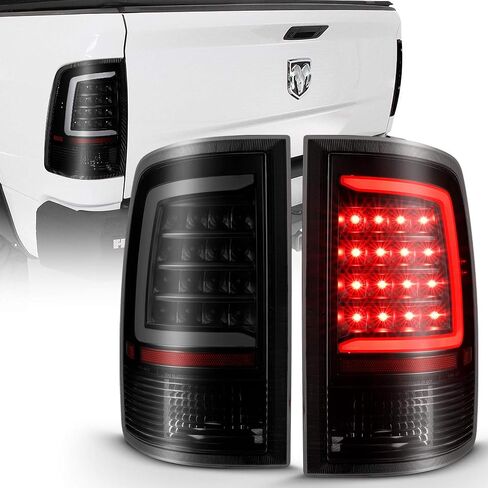 AmeriLite for 2009-2022 Dodge Ram 1500/10-22 Ram 2500 3500 Pickup C-Type LED Tube Dark Black Tail Light Assembly Pair - Passenger and Driver Side in Saudi Arabia