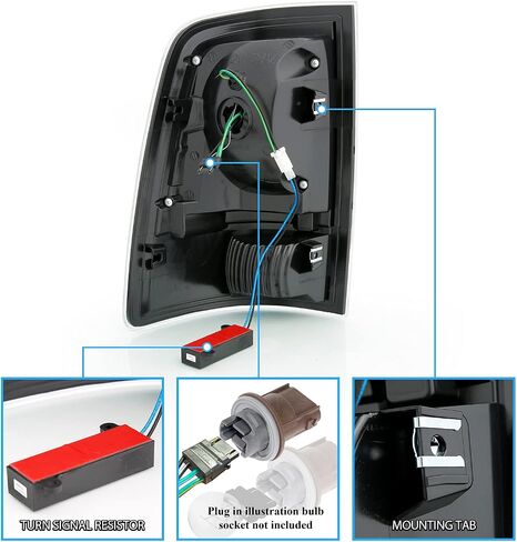 AmeriLite for 2009-2022 Dodge Ram 1500/10-22 Ram 2500 3500 Pickup C-Type LED Tube Dark Black Tail Light Assembly Pair - Passenger and Driver Side in Saudi Arabia