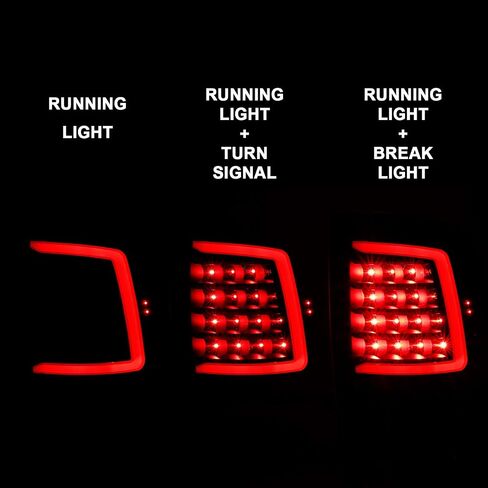 AmeriLite for 2009-2022 Dodge Ram 1500/10-22 Ram 2500 3500 Pickup C-Type LED Tube Dark Black Tail Light Assembly Pair - Passenger and Driver Side in Saudi Arabia