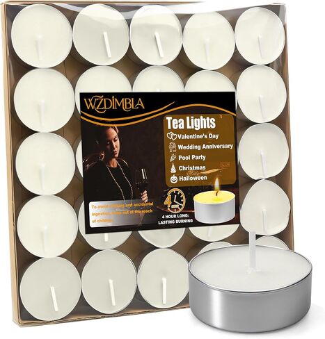 Tealight Candles Mini Tea Lights Candles for Christmas Decorations Halloween Decorations Outdoor for Home,Pool,Shabbat,Wedding,Emergencies,Parties, Spas (White) in Saudi Arabia