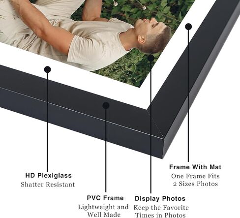 مجموعة إطارات حائط معرض الصور مقاس 12 × 12 مقاس 8 × 8 أو 10 × 10 مع بساطين أو 12 × 12 بدون حصيرة، مجموعة إطارات صور مربعة لديكور الحائط مكونة من 9 قطع للتعليق على الحائط، باللون الأسود in Kuwait