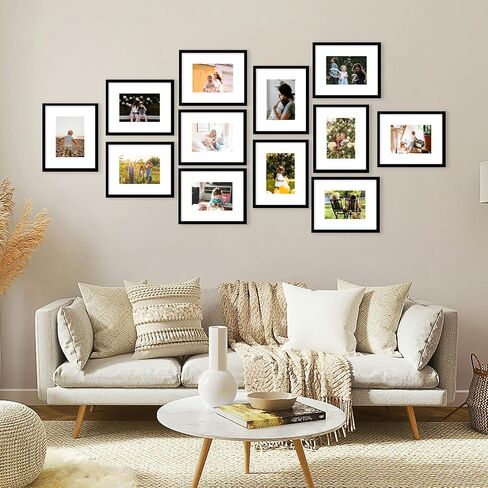 مجموعة إطارات حائط معرض الصور مقاس 12 × 12 مقاس 8 × 8 أو 10 × 10 مع بساطين أو 12 × 12 بدون حصيرة، مجموعة إطارات صور مربعة لديكور الحائط مكونة من 9 قطع للتعليق على الحائط، باللون الأسود in Kuwait