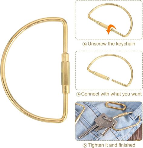 uxcell 3Pcs Brass Screw Lock Keychain, Car Key Organizer, Universal Key Fob Holder Screw Lock Keychain-Simple Style for Men Women, Gold, D in Saudi Arabia