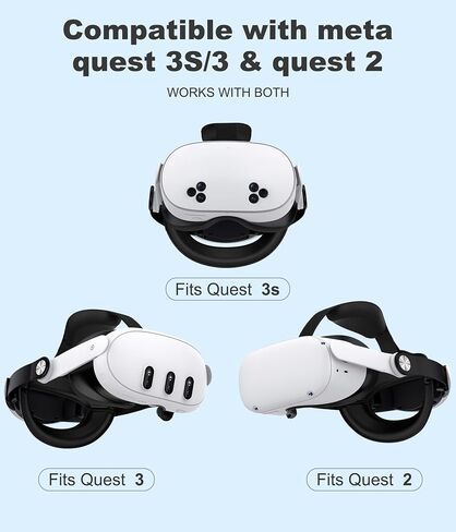 Head Strap for Meta Quest 3S/Quest 3 with Double Adjustament Dials, Enhanced Comfort Head Strap for Oculus Quest 2 with Soft Padding, Digital Display Battery- Balanced/Extra Time in Kuwait