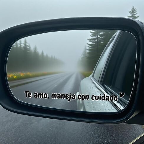 ملصق رسالة ملهمة Te amo maneja con cuidado، ملصق مرآة الرؤية الخلفية الإسبانية Te amo maneja con cuidado، I Love You Drive Safe مقاوم للماء وملصق نافذة السيارة التحفيزي (أسود، 5 قطع) in Saudi Arabia