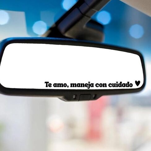 ملصق رسالة ملهمة Te amo maneja con cuidado، ملصق مرآة الرؤية الخلفية الإسبانية Te amo maneja con cuidado، I Love You Drive Safe مقاوم للماء وملصق نافذة السيارة التحفيزي (أسود، 5 قطع) in Saudi Arabia