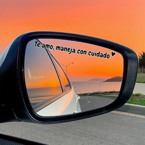 ملصق رسالة ملهمة Te amo maneja con cuidado، ملصق مرآة الرؤية الخلفية الإسبانية Te amo maneja con cuidado، I Love You Drive Safe مقاوم للماء وملصق نافذة السيارة التحفيزي (أسود، 5 قطع) in Saudi Arabia