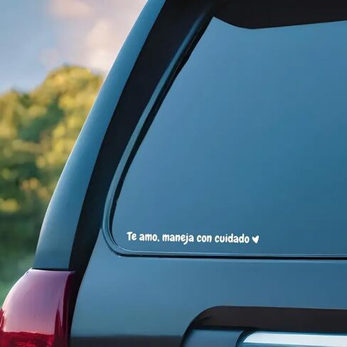 ملصق رسالة ملهمة Te amo maneja con cuidado، ملصق مرآة الرؤية الخلفية الإسبانية Te amo maneja con cuidado، I Love You Drive Safe مقاوم للماء وملصق نافذة السيارة التحفيزي (أسود، 5 قطع) in Saudi Arabia