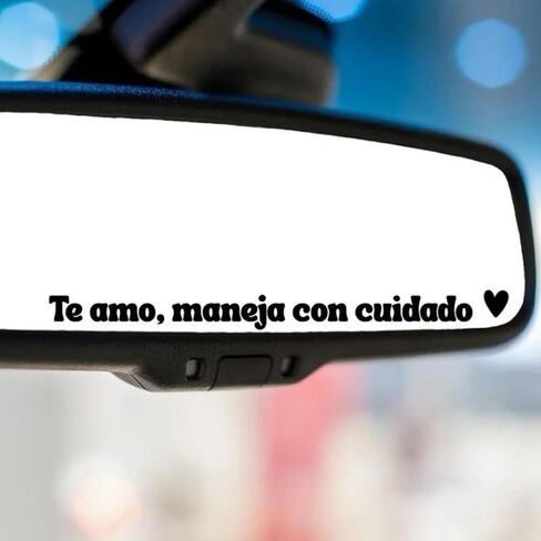 ملصق رسالة ملهمة Te amo maneja con cuidado، ملصق مرآة الرؤية الخلفية الإسبانية Te amo maneja con cuidado، I Love You Drive Safe مقاوم للماء وملصق نافذة السيارة التحفيزي (أسود، 5 قطع) in Saudi Arabia