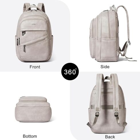 حقيبة الظهر 43L للنساء للنساء - حقيبة الظهر النباتية على ظهر حقيبة تحمل حقيبة الكتب الكلية التي تناسب 17 "كمبيوتر محمول ، براون in Kuwait