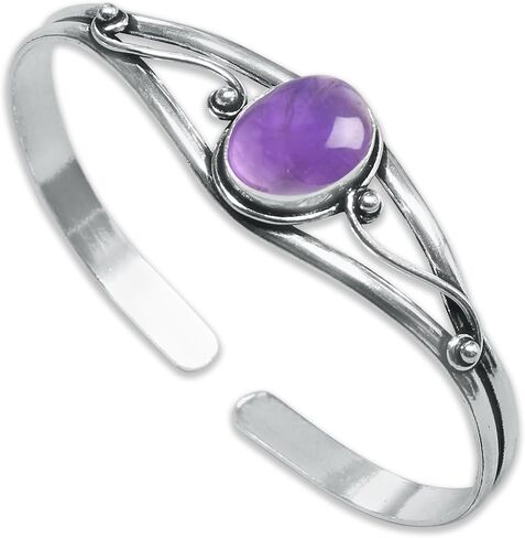 Crystal Silver Bracelet for Women, Adjustable set with Natural Gemstones Silver Plated Jewelry in Saudi Arabia