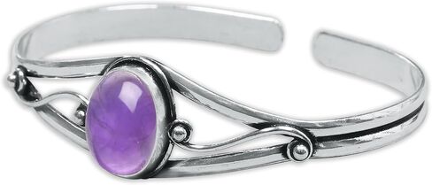 Crystal Silver Bracelet for Women, Adjustable set with Natural Gemstones Silver Plated Jewelry in Saudi Arabia