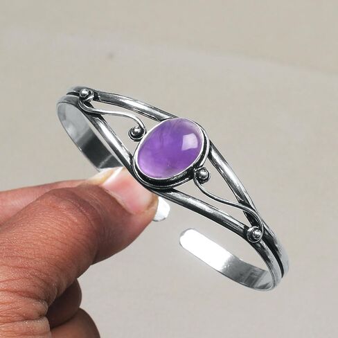 Crystal Silver Bracelet for Women, Adjustable set with Natural Gemstones Silver Plated Jewelry in Saudi Arabia