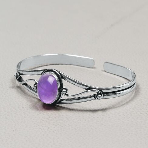Crystal Silver Bracelet for Women, Adjustable set with Natural Gemstones Silver Plated Jewelry in Saudi Arabia