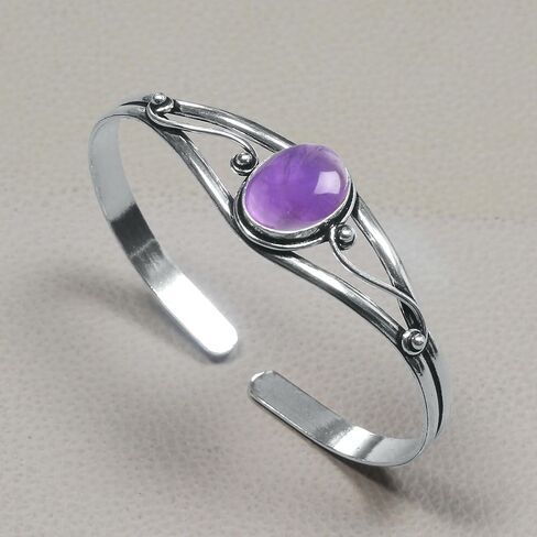 Crystal Silver Bracelet for Women, Adjustable set with Natural Gemstones Silver Plated Jewelry in Saudi Arabia