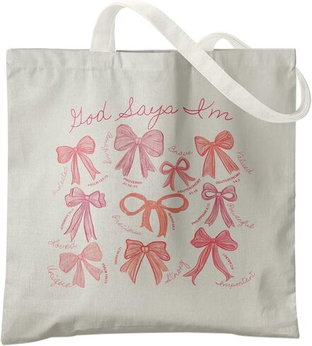 Coquette Bows Canvas Tote Bag, Shoulder Bag For Women, Reusable Tote Bag in Saudi Arabia