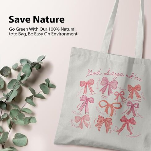 Coquette Bows Canvas Tote Bag, Shoulder Bag For Women, Reusable Tote Bag in Saudi Arabia