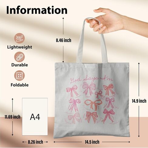 Coquette Bows Canvas Tote Bag, Shoulder Bag For Women, Reusable Tote Bag in Saudi Arabia