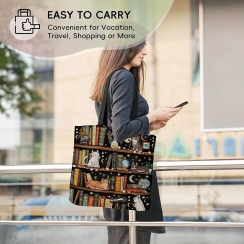 حقيبة حمل قماشية جمالية للنساء، حقيبة حمل ومكياج قابلة لإعادة الاستخدام للتسوق وصالة الألعاب الرياضية والبقالة وهدية عيد الميلاد وعيد الميلاد in Kuwait