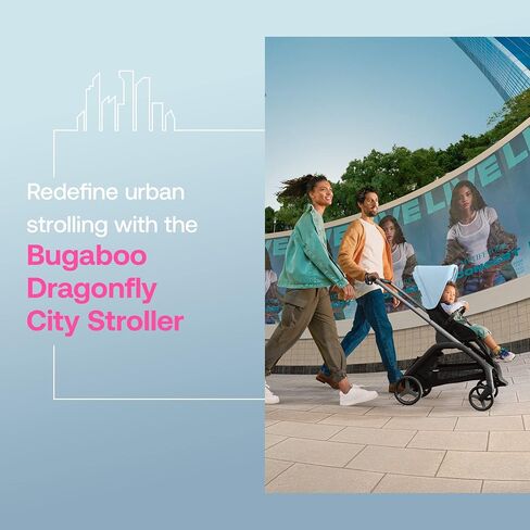 Bugaboo Dragonfly City Stroller, Lightweight Compact Baby Stroller with One Hand Easy Fold in Any Position, Full Suspension, XL Underseat Basket, Black Chassis, Dark Cherry Canopy in Saudi Arabia
