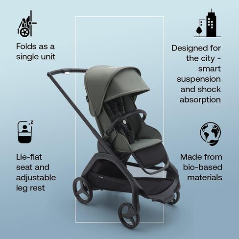 Bugaboo Dragonfly City Stroller, Lightweight Compact Baby Stroller with One Hand Easy Fold in Any Position, Full Suspension, XL Underseat Basket, Black Chassis, Dark Cherry Canopy in Saudi Arabia
