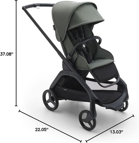 Bugaboo Dragonfly City Stroller, Lightweight Compact Baby Stroller with One Hand Easy Fold in Any Position, Full Suspension, XL Underseat Basket, Black Chassis, Dark Cherry Canopy in Saudi Arabia