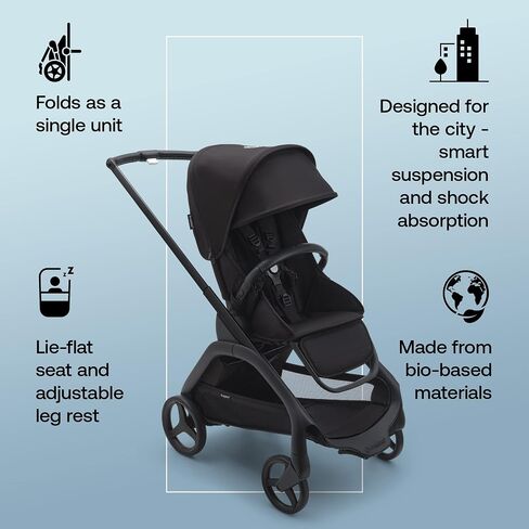 Bugaboo Dragonfly City Stroller, Lightweight Compact Baby Stroller with One Hand Easy Fold in Any Position, Full Suspension, XL Underseat Basket, Black Chassis, Dark Cherry Canopy in Saudi Arabia