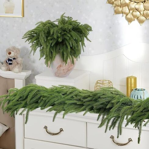 1PC Durable PE Pine Garland - 18-inch Lifelike Needle Clusters, Ideal for Designer Vases, Green in Saudi Arabia