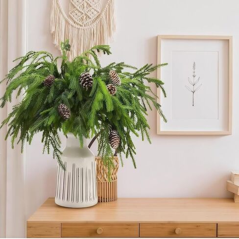 1PC Durable PE Pine Garland - 18-inch Lifelike Needle Clusters, Ideal for Designer Vases, Green in Saudi Arabia