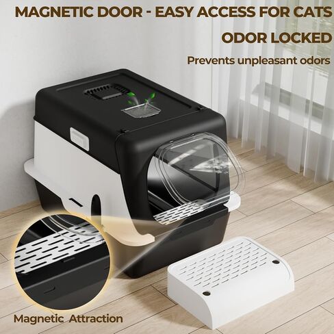 Stainless Steel Cat Litter Box with Lid, XX-Large Extra Large Litter Boxes for Large Cats,Enclosed Removable Metal Cat Box with High Sided Enclosure,Magnetic Door,40L Box, Litter Trap Step/Mat in Saudi Arabia