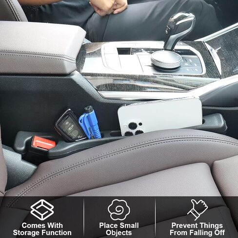 2PCS Car Seat Gap Filler,Anti-Drop Car Seat Crack Organizer,Prevent Items Falling Between Seats - Flexible & Durable for Universal Vehicles,Car Interior Accessories(Black) in Saudi Arabia
