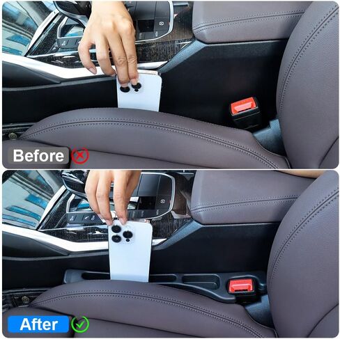 2PCS Car Seat Gap Filler,Anti-Drop Car Seat Crack Organizer,Prevent Items Falling Between Seats - Flexible & Durable for Universal Vehicles,Car Interior Accessories(Black) in Saudi Arabia