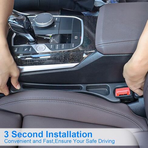 2PCS Car Seat Gap Filler,Anti-Drop Car Seat Crack Organizer,Prevent Items Falling Between Seats - Flexible & Durable for Universal Vehicles,Car Interior Accessories(Black) in Saudi Arabia
